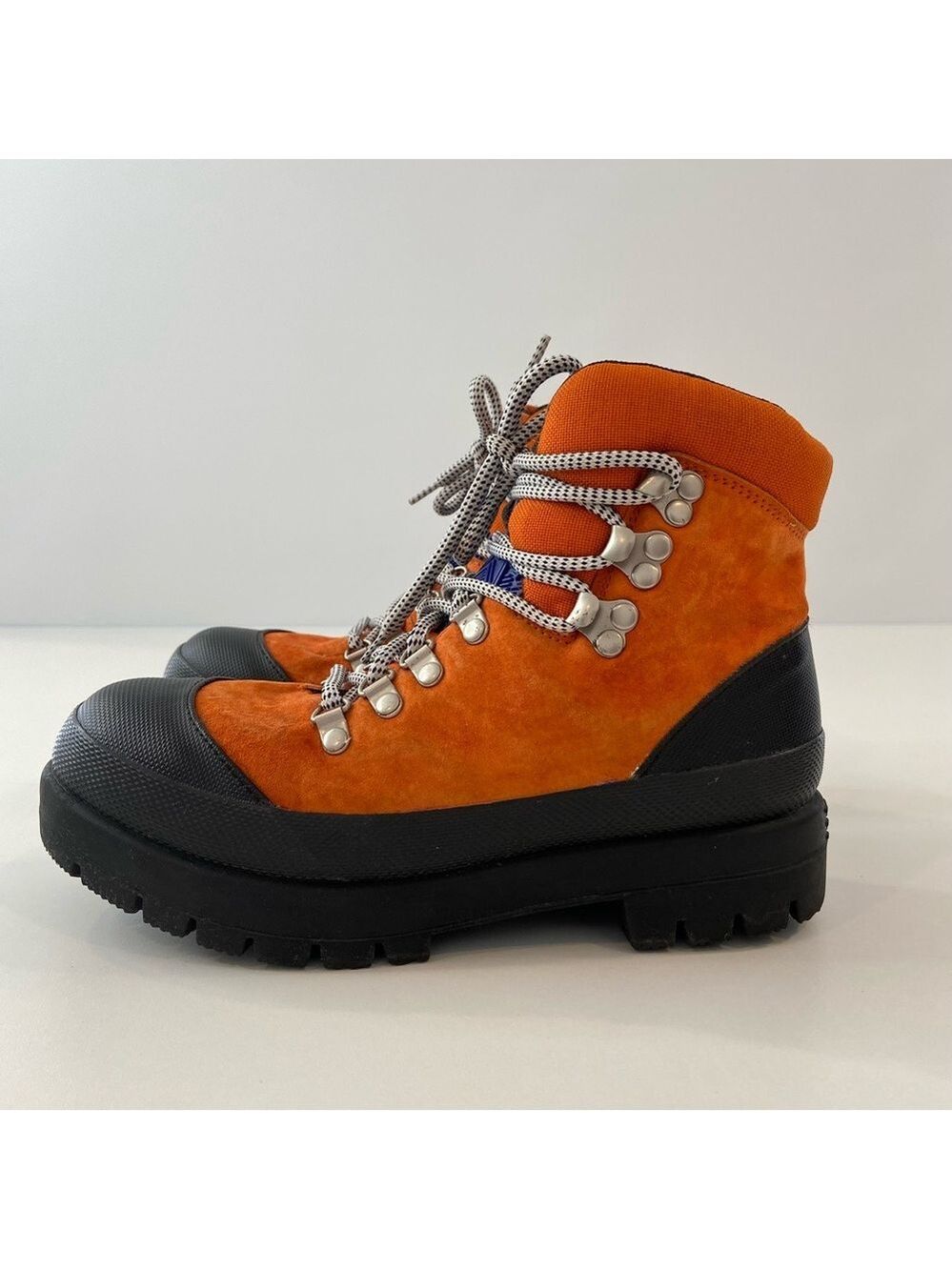 Esprit Orange Suede Chunky Hiking Boots Women Size 7.5 Y2K Lug Sole platform